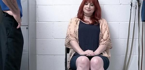  Smoking hot redhead MILF Amber Dawn enters a store and caught shoplifting some jewelries. She was interrogated and fucked by the cop for her freedom.